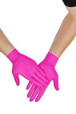 Nitrile gloves - pink, size M, 100 pcs.