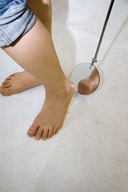 Telescopic mirror to the foot