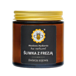 MIODOWA MYDLARNIA Świeca z wosku sojowego ŚLIWKA Z FREZJĄ, 120 ml