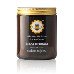 MIODOWA MYDLARNIA Świeca z wosku sojowego BIAŁA HERBATA, 180 ml