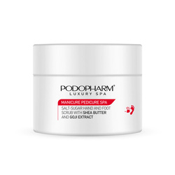 PODOPHARM MANICURE PEDICURE SPA peeling solno-cukrowy do dłoni i stóp z masłem shea i goji, 300 g 