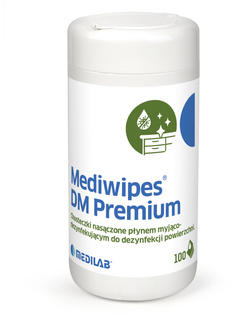 Medilab Mediwipes DM Premium - chusteczki do dezynfekcji powierzchni i sprzętu, pojemnik z wkładem, 100 szt.
