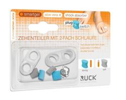 RUCK® plug+switch żelowy separator międzypalcowy z dwoma otworami na palce, mały + kliny, 2 szt